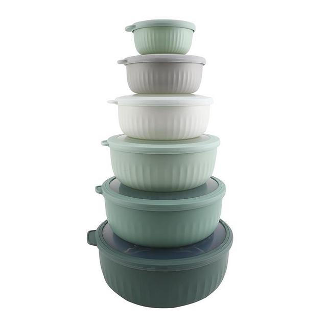COOK WITH COLOR Prep Bowls with Lids- 12 Piece Nesting Plastic Small Mixing Bowl Set with Lids (Sage)