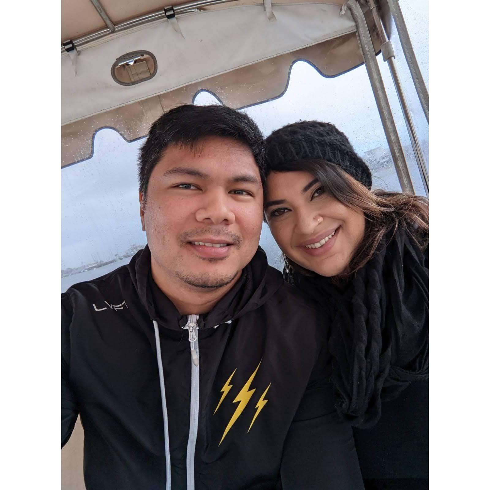 Reynald was brave enough to drive a duffy boat in a Long Beach storm
