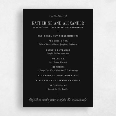 Black Wedding Program - Dove
