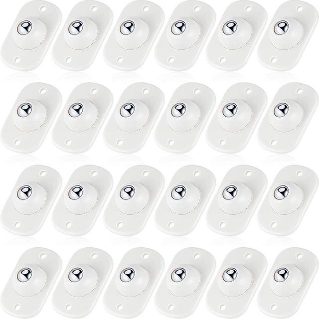 Honoson Self Adhesive Caster Wheels Appliance Rollers Appliance Sliders for Kitchen Appliances 360° Swivel Universal Wheel Mini Small Kitchen(24 Pcs, White with 1 Steel Ball Style)