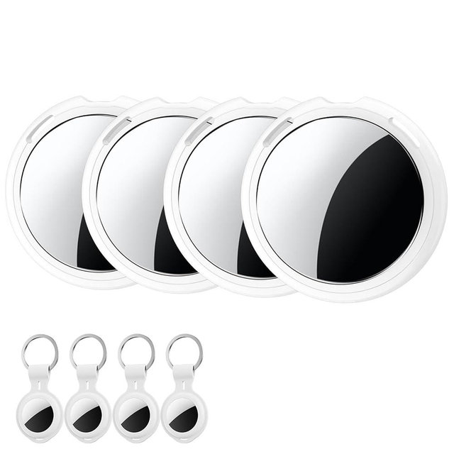 4-Pack Smart Tracker Tags [Apple MFi Certified] Bluetooth Air Tracker Tags Item Finder Works with Apple Find My (iOS Only) Worldwide Tracking Waterproof Key Finder Locator for Luggage Wallet Pets Dogs