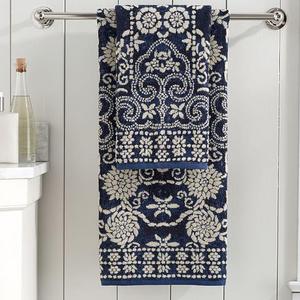 Indah Jacquard Bath Towels, Dark Blue