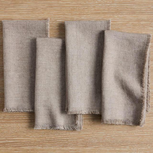 Frayed Linen Napkins, Set of 4 - Flax