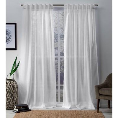 54"x96" Bella Hidden Tab Top Window Sheer Curtain Panel Pair Winter White - Exclusive Home