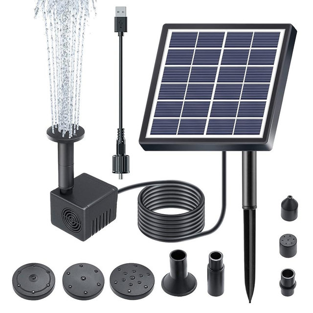 Lewisia Solar Bird Bath Fountain Pump USB Charging + Solar Powered Water Pump for Birdbath Small Pond Garden Decoration