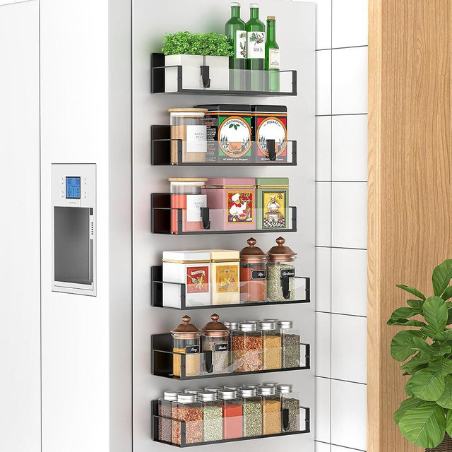 HuggieGems 6 Pack Magnetic Spice Storage Rack Organizer for Refrigerator and Oven, Clear Fridge Organizers and Storage