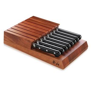 Cangshan V2 Series 59502 German Steel Forged 8-Piece Steak Knife Set with Solid Acacia Wood Block, 5-Inch Blade