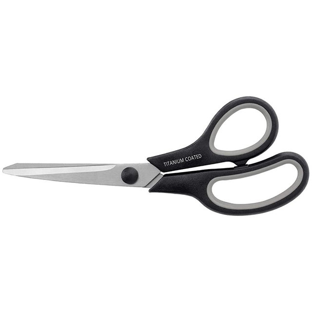 Scissors 8" Multipurpose Scissors Titanium Coated Sturdy Sharp Scissors Right/Left Handed Comfort-Grip Handles for Office Home School Sewing Fabric Craft Supplies Black