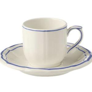 Gien - Filet Bleu Espresso Cup and Saucer Set of 2