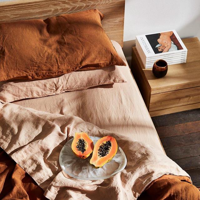 Rust 100% Flax Linen Bedding Set