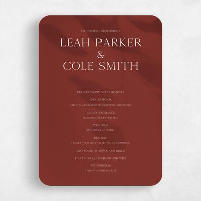 Red Rounded Wedding Program - Lummin