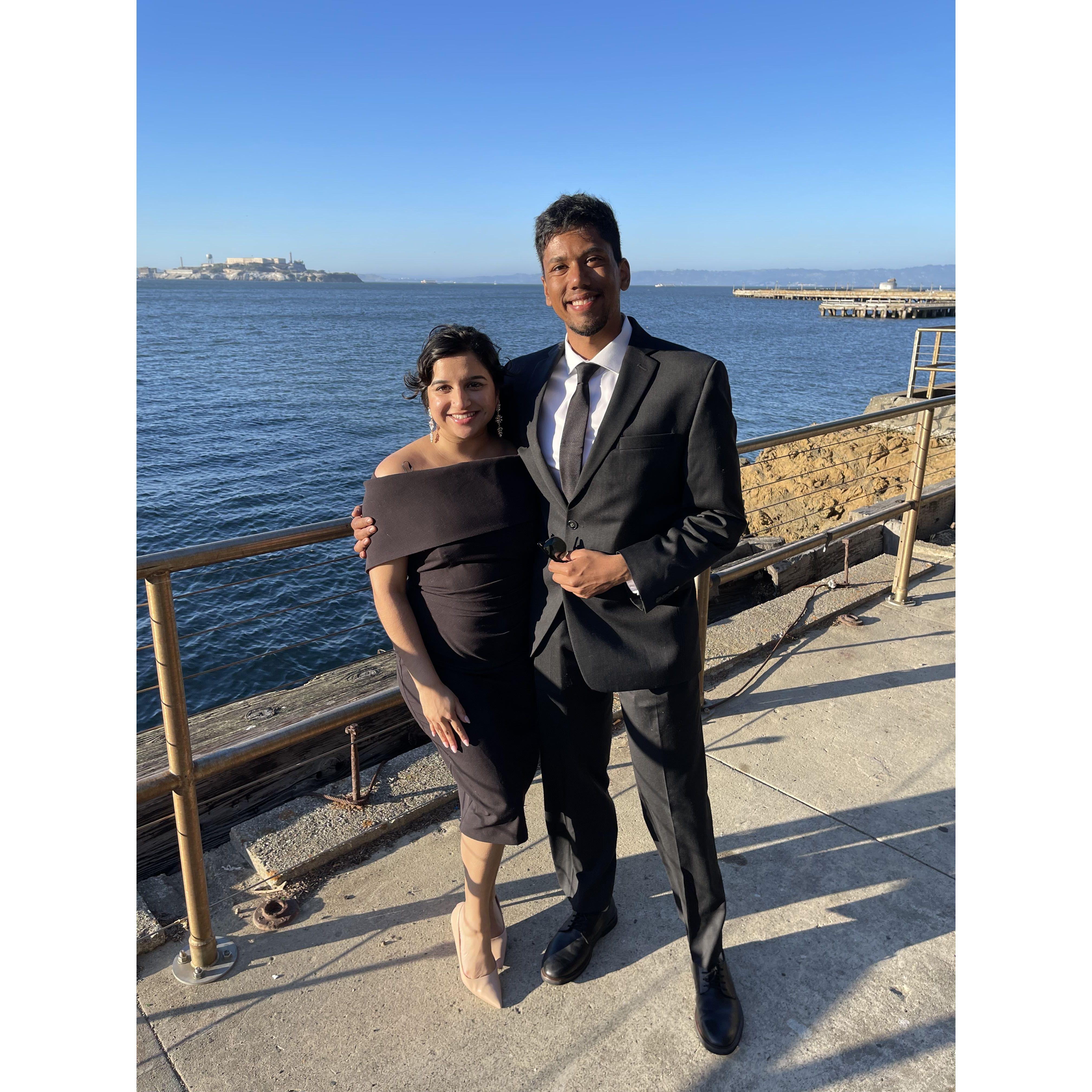Dressed to the nines for a close friend's wedding.