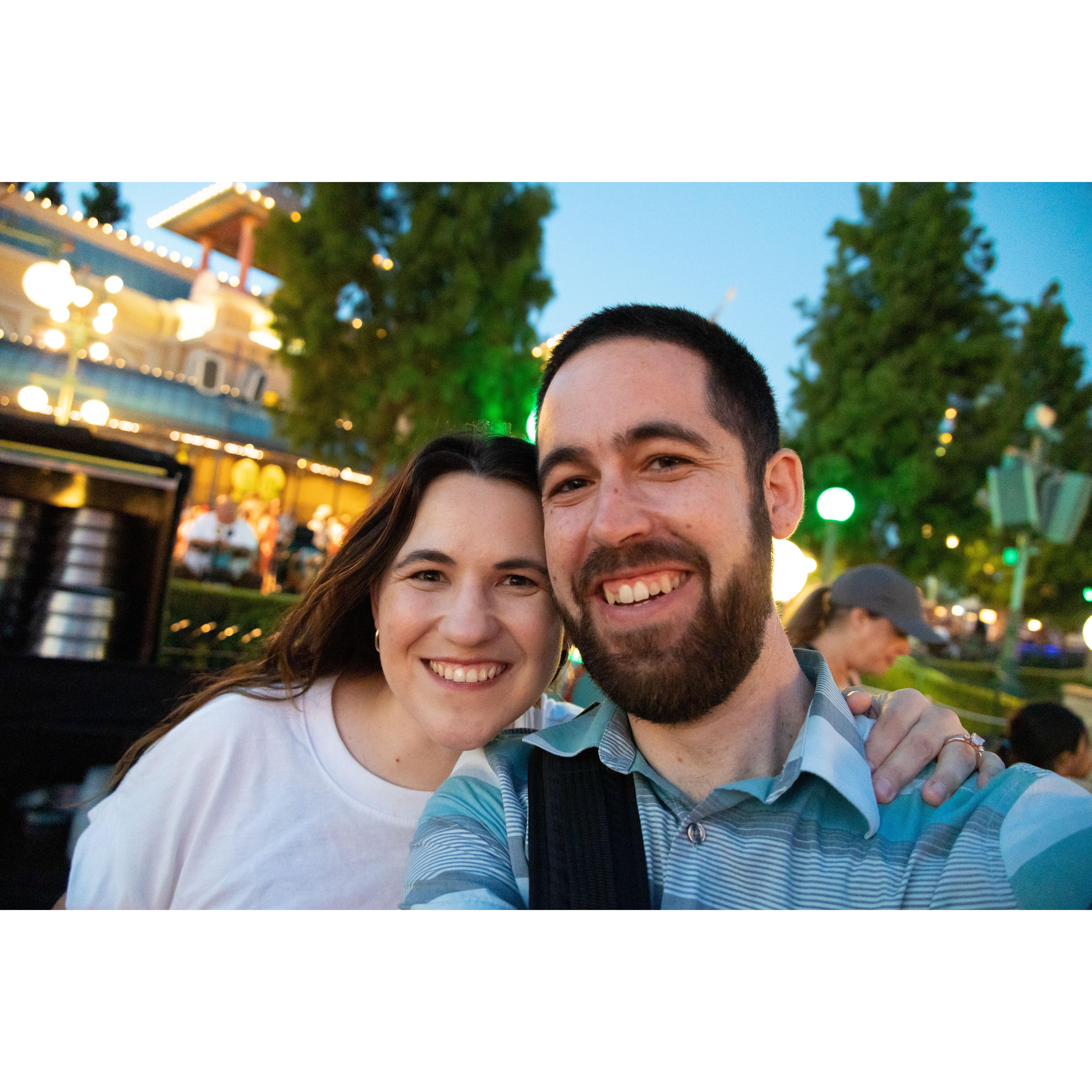 After the proposal and calling our families, Joe surprised Amy with a fancy dessert and viewing of "World of Color"