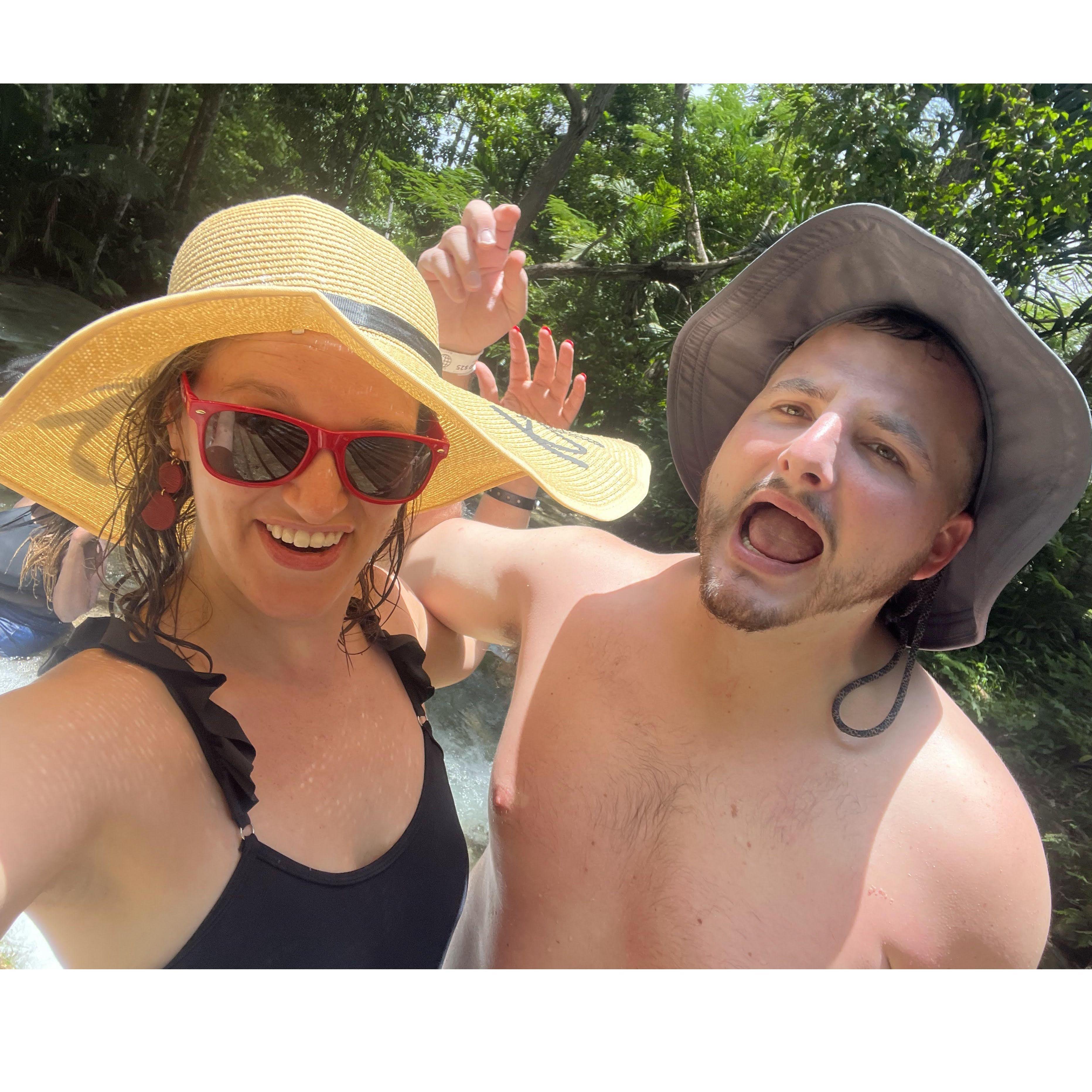 Kate's hat was too big for photos in a river.