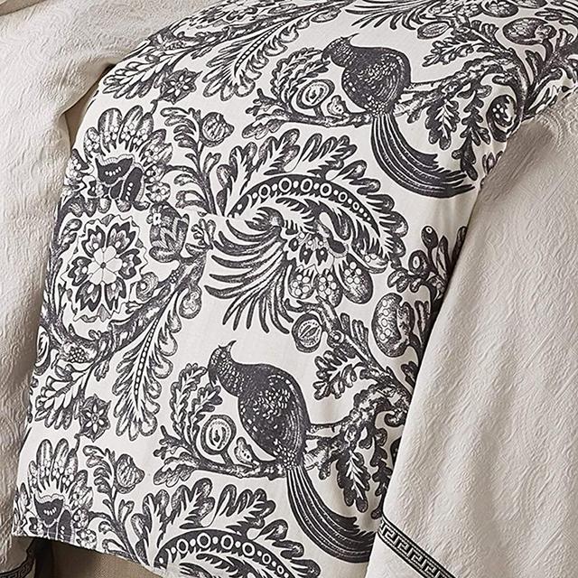 HiEnd Accents Augusta French Toile Duvet Cover, Super King, Black & White