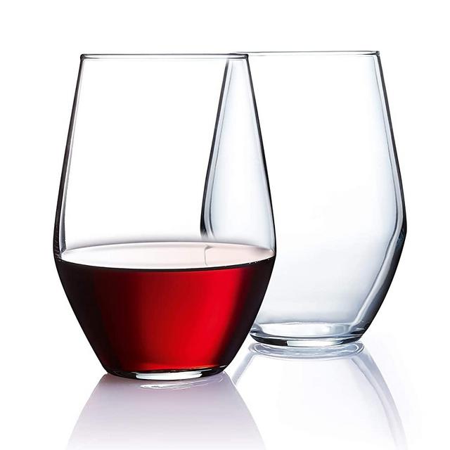 Stemless Wine Glasses [Set of 12] Elegant Wine Glass Great For White Or Red Wine, 19 oz, Clear Glass