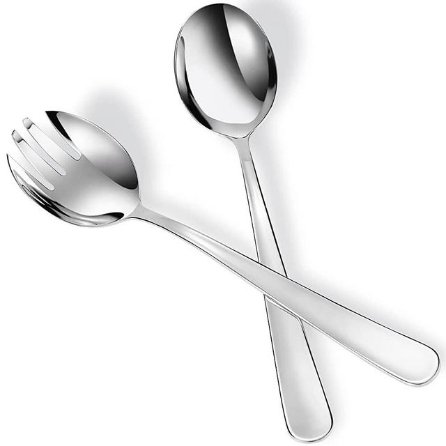 KEAWELL Premium 9.45" Louise Salad Servers, 18/10 Stainless Steel, Dishwasher Safe