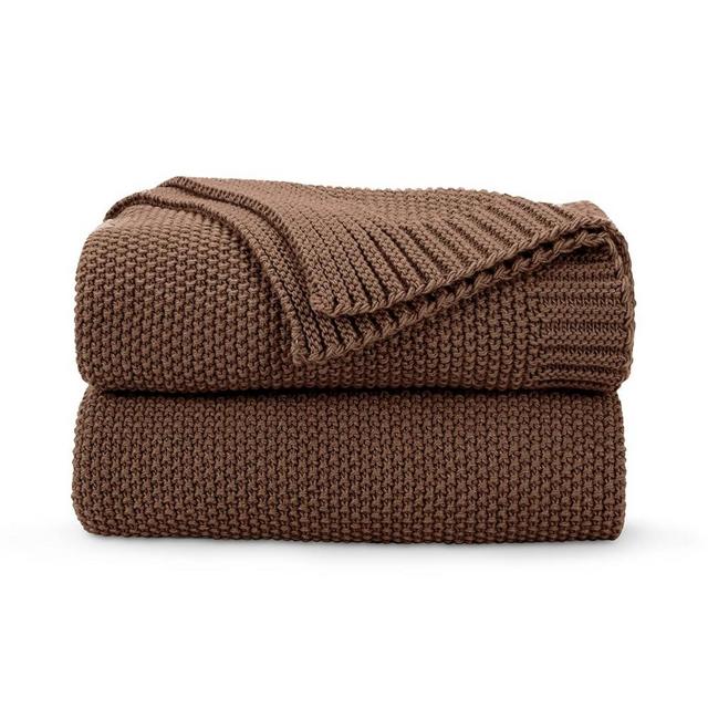 CozeCube Brown Throw Blanket for Couch, Soft Cozy Cable Knit Throw Blanket for Bed Sofa Living Room, Lightweight Warm Decorative Farmhouse Christmas Throw Blanket, 50"x60", Dark Brown