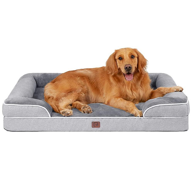 EHEYCIGA Memory Foam Large Dog Bed with Sides, Waterproof Orthopedic Dog Beds for Large Dogs, Non-Slip Bottom and Egg-Crate Foam Large Dog Couch Bed with Washable Removable Cover