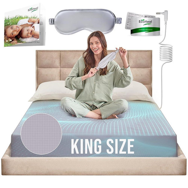 Earth Grounding Sheets King Size with 12% Silver Fiber & 4% Silk & 84% Cotton - Gray - SGS Quality Certified Grounded Well Bed Sheet - Conductive Fitted Sheet for Better Sleep
