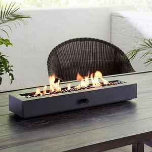 allen + roth 28-in W Black Portable Steel Rectangle Tabletop Liquid propane Fire pit