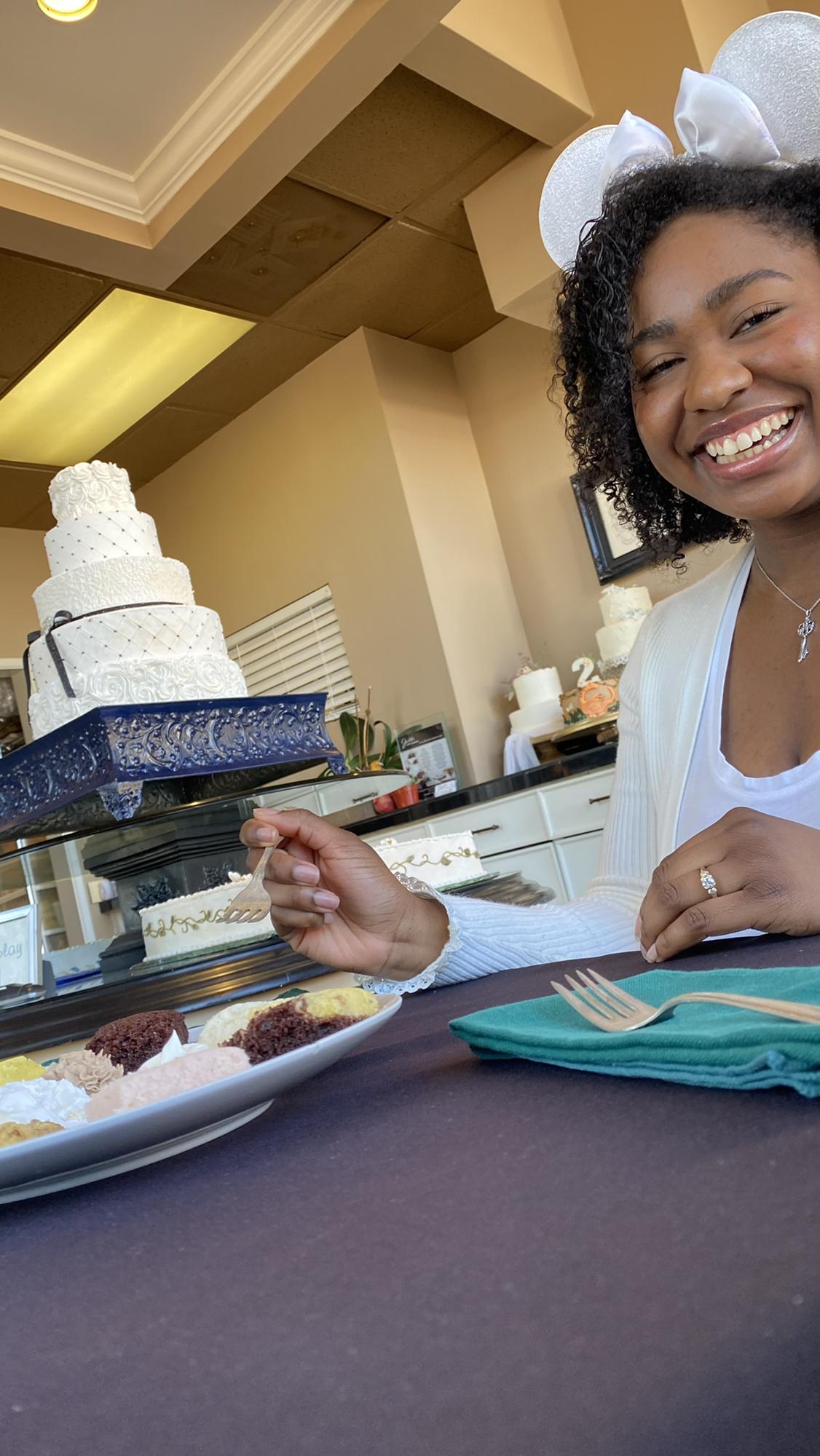 Here's me tasting flavors for our wedding cake! I can't wait for you all to find out what we picked!