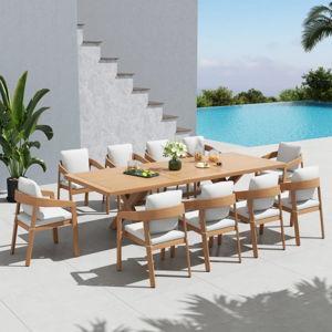 Outdoor Rectangular Dining Set With Cushions - 10