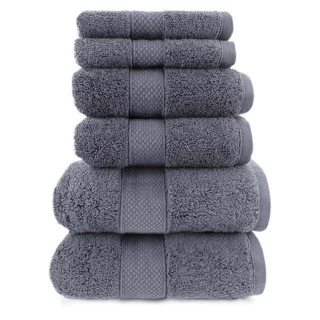 Maisonette Loft Egyptian Cotton Turkish Bathroom Towels Set, Soft & Absorbent, Ideal Quick Dry Luxury Hand & Large Bath Towels, Washcloths (6 Pack), Dark Grey (Charcoal)