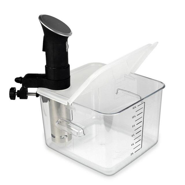 EVERIE Collapsible Hinged Sous Vide Container Lid Compatible with Anova Culinary Precision Cooker and 12,18,22 Quart Rubbermaid Container (Corner Mount)