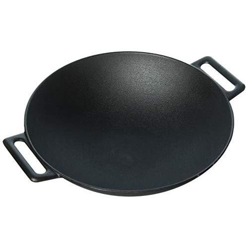 Jim Beam JB0200 12'' Pre Seasoned Heavy Duty Construction Cast Iron Grilling Wok, Large, Black