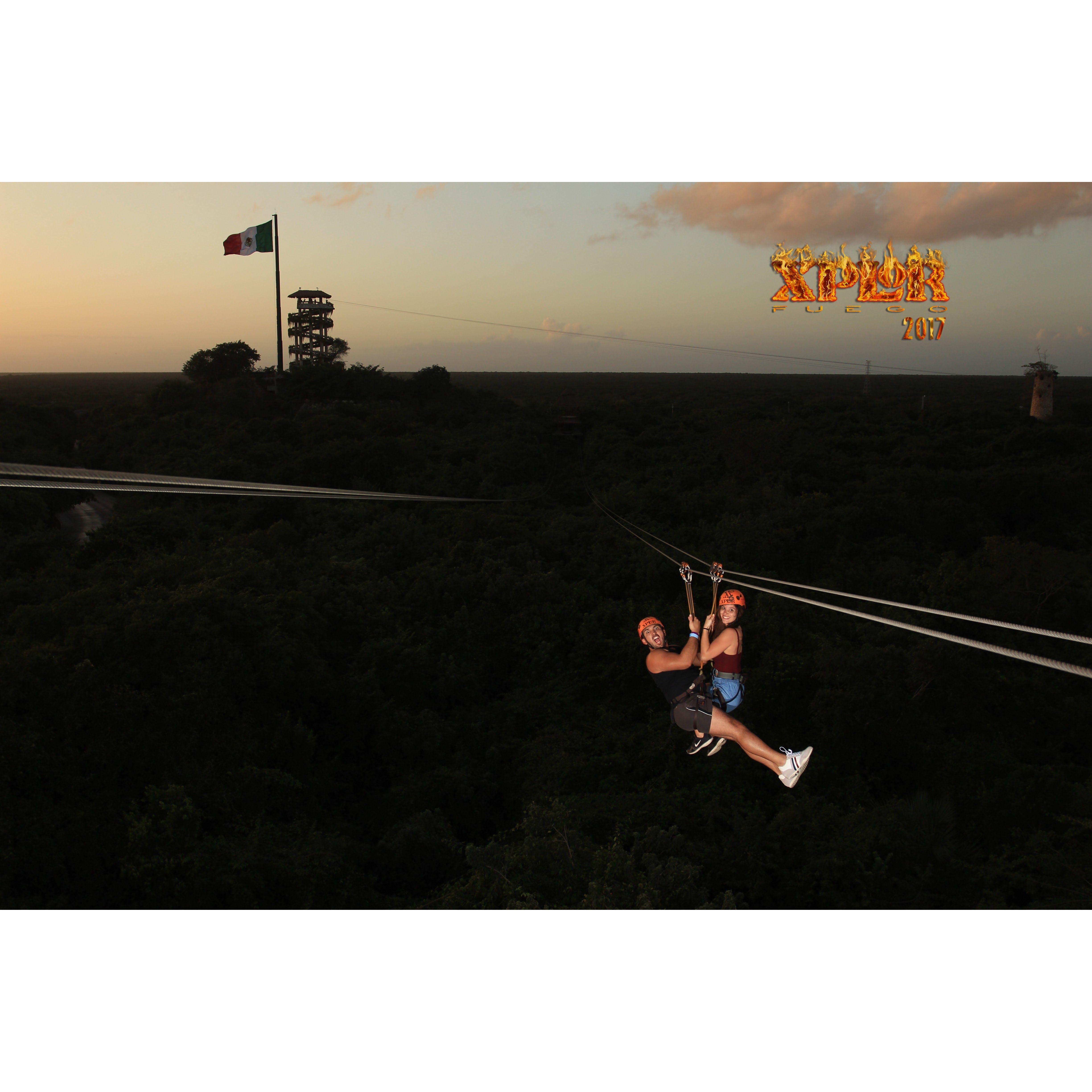 Ziplining through fire.. so fun!