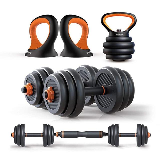 GOALSET Adjustable Dumbbell Set,Barbell,Kettlebell, Push-Up Stands Set,20 kg / 44 LB, 6 in 1 Weights Dumbbells Set Fitness and Home Work Out for Men and Women