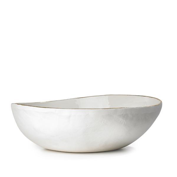 S&B Handmade 30cm Porcelain Medium Salad Bowl with Gold Rim