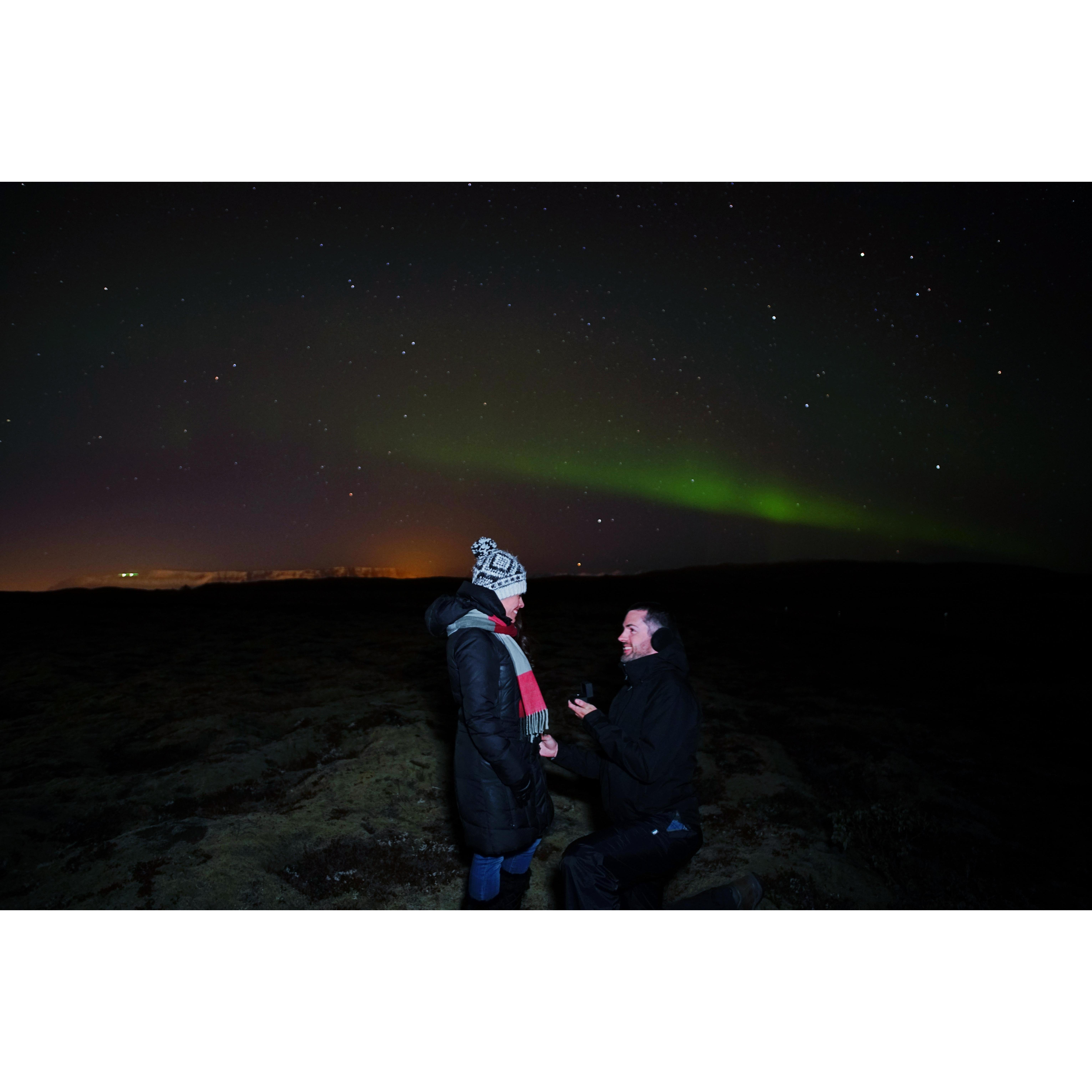 But instead it happened here under the northern lights in Iceland!