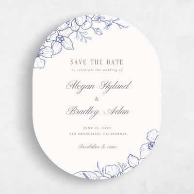 Blue Oval Wedding Save the Date - Painaa Portrait