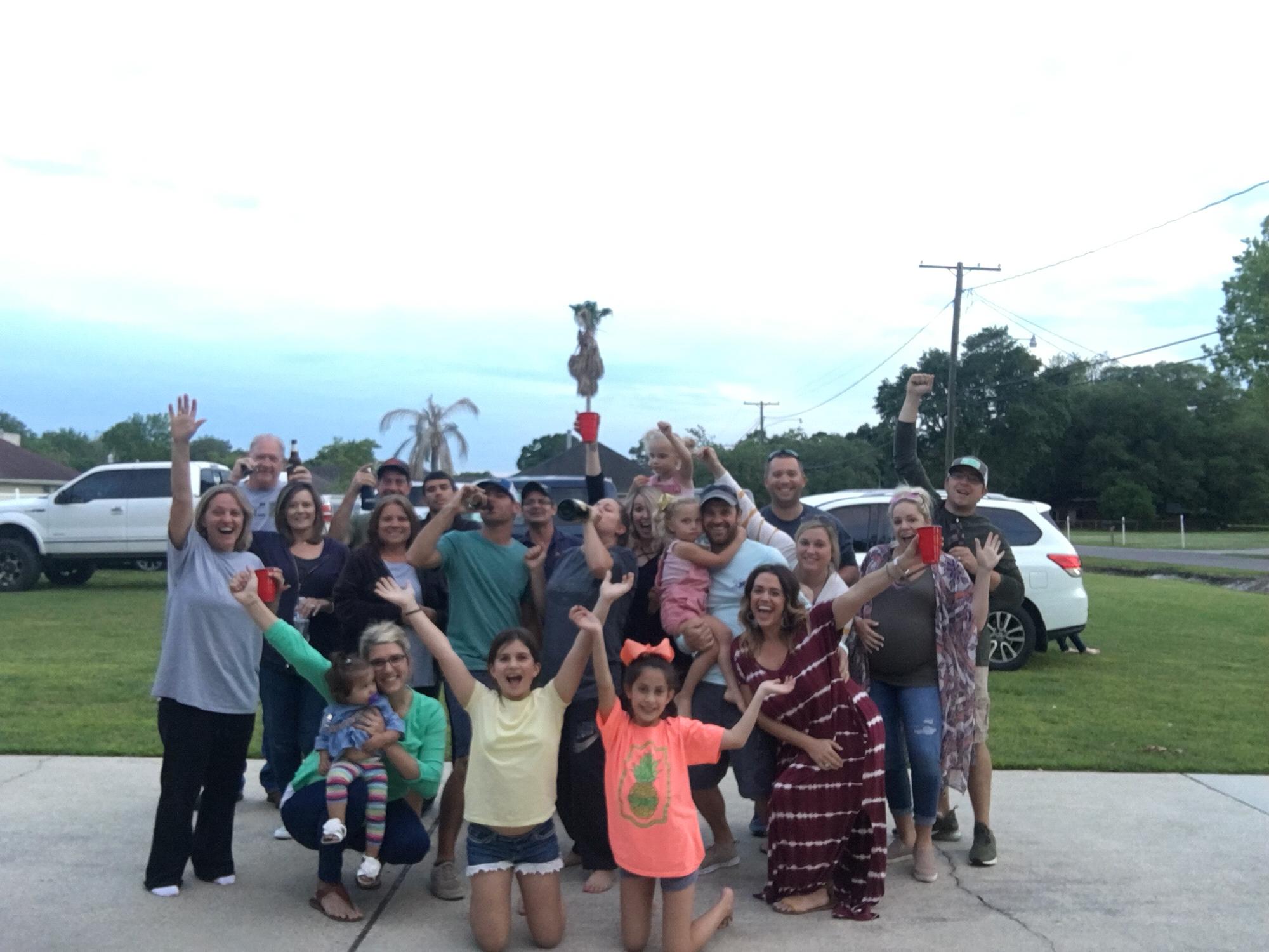 Celebrating the day he POPPED the question with our family and friends!