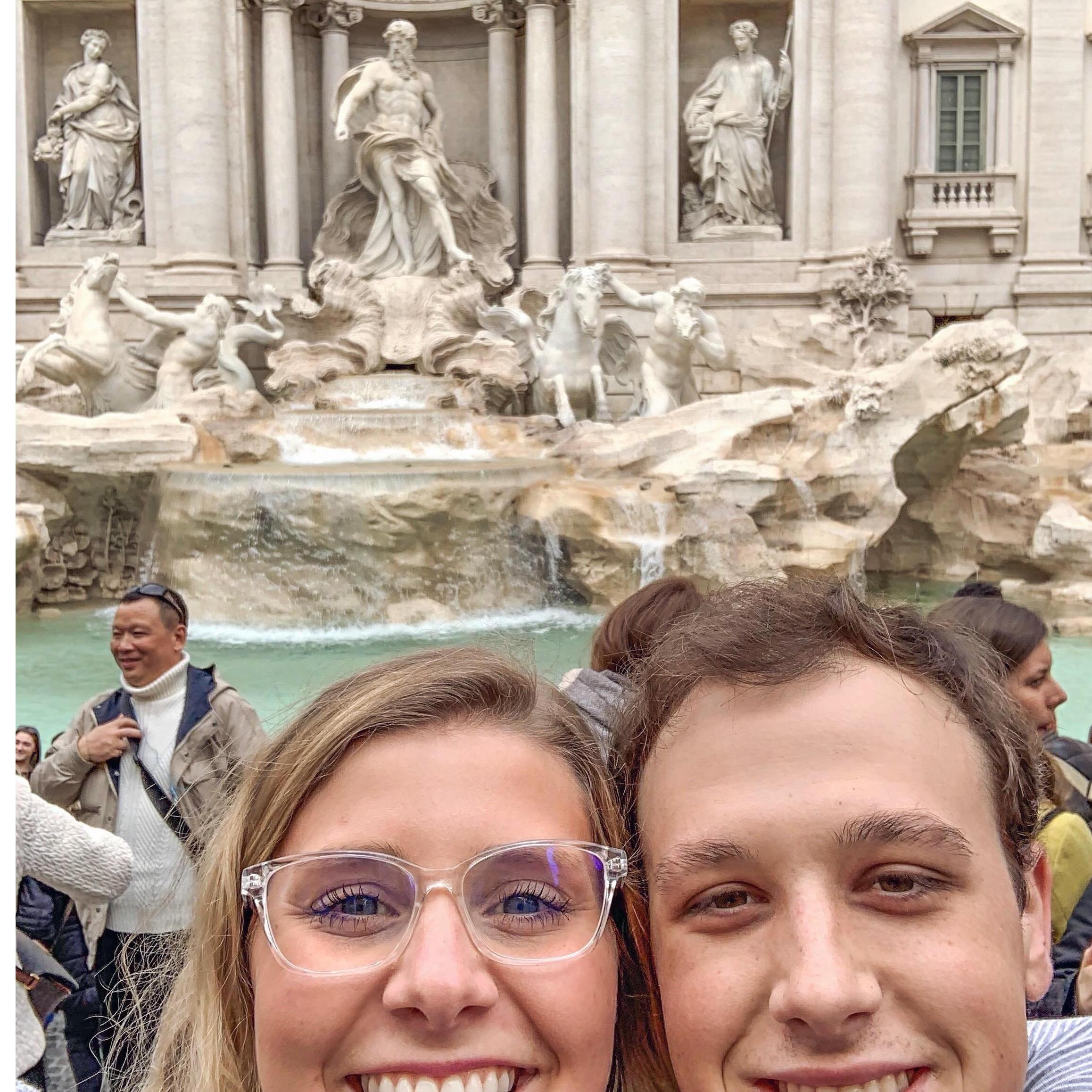 MK visiting Lakin in Rome at the Trevi Fountain.