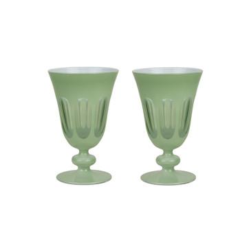 Rialto Glass Tulip Set/2, Pale Sage