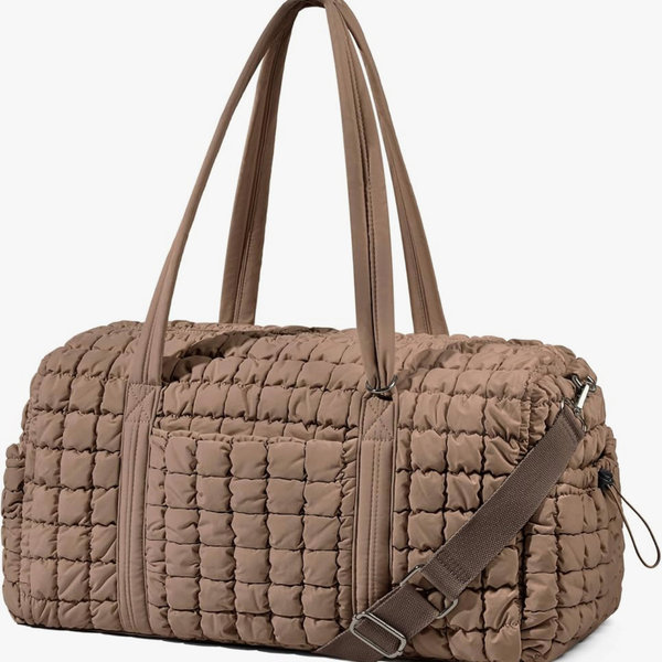 Quilted Travel Duffle Bag for Women Medium Weekender Bag Puffer Overnight Bag Large Soft Puffy Duffel Bag Carry-On Gym Bag Lightweight Personal Item Travel Bag for Trips Business Sport Airplane