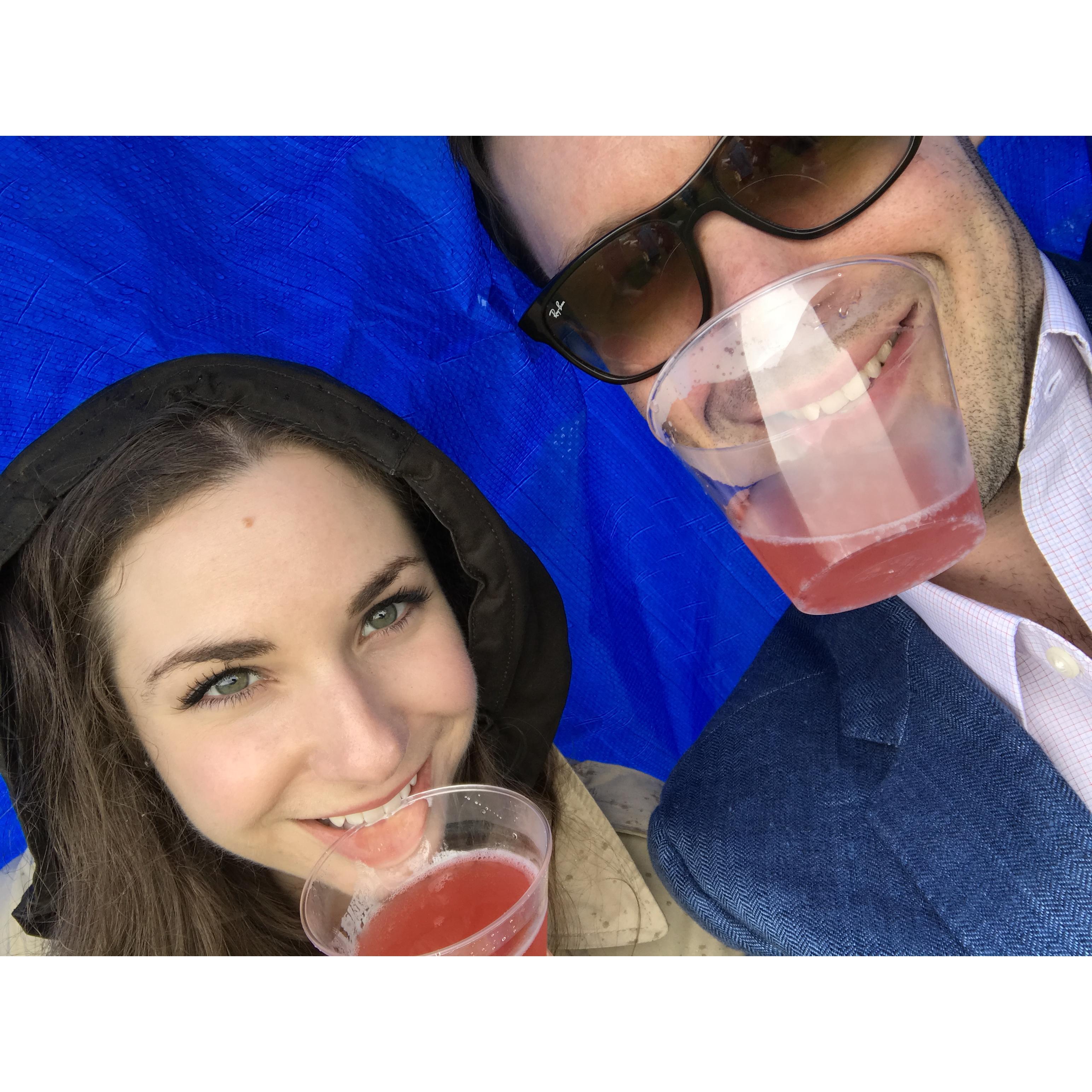 Staying dry (and hydrated) @ Gold Cup Horse Races Virginia, May '17
(hands free drinking was due to holding up a tarp...classy)
