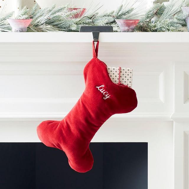 Classic Velvet Bone Stocking, Red