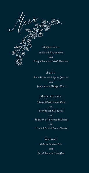 Miette | Darkest Teal | Zola Wedding Menus