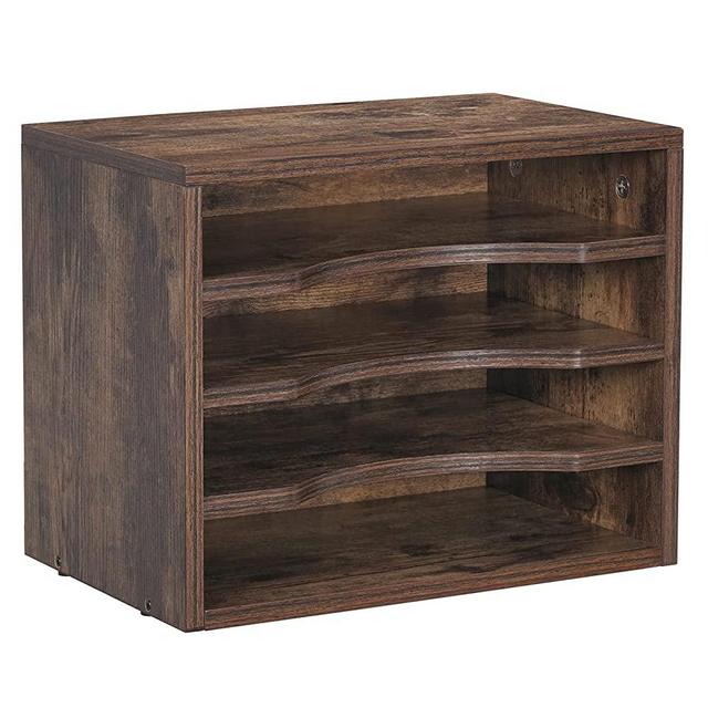 Snughome Vintage Wood File Organizer Desktop, 13.4’’ Document Letter Mail Tray Sorter with 3 Adjustable Shelves, Wooden Desktop Paper File Sorter Holder for School Home Office Supplies(Rustic Brown)
