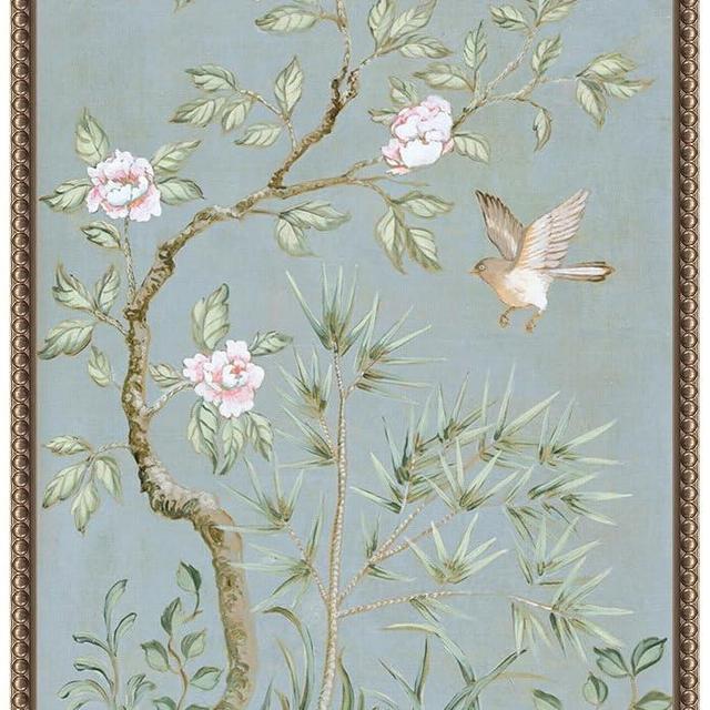 Amanti Art Framed Canvas Wall Art Print (16x23) Spring Flower Mural II Blue by Julia Purinton Float Framed Canvas Art for Wall Decor, Living Room, Bedroom, Bathroom, Kitchen, Office or Business