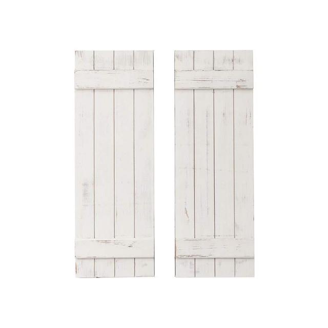 AZ L1 Life Concept Rustic White DECORATIVE ONLY Barn Wood Shutter Set Of 2 For Wall Decor, Window Accents - Add That Touch of Barn Wood Style and Rustic Decor To Any Room - Great for Home Decor and Rustic Decor.