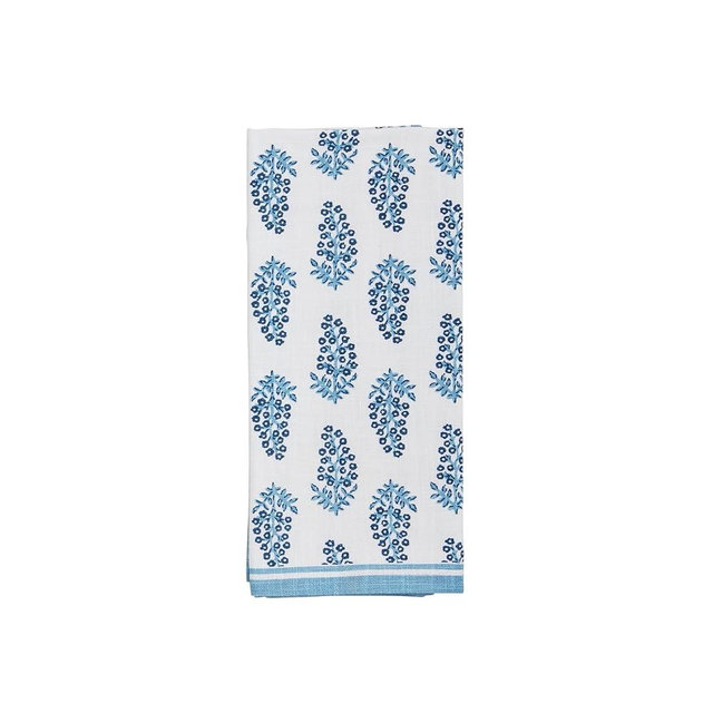 Mud Pie Blooms Blue Block Towel; 26" x 16 1/2"
