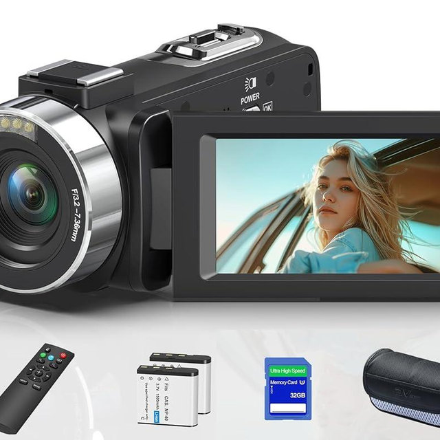 8K 64MP Video Camera 18X Digital Camcorder Video Camera for YouTube 3.0 inch Flip Screen Camcorder Vlogging Camera with 32GB SD Card, 2.4G Remote Control, Two Batteries