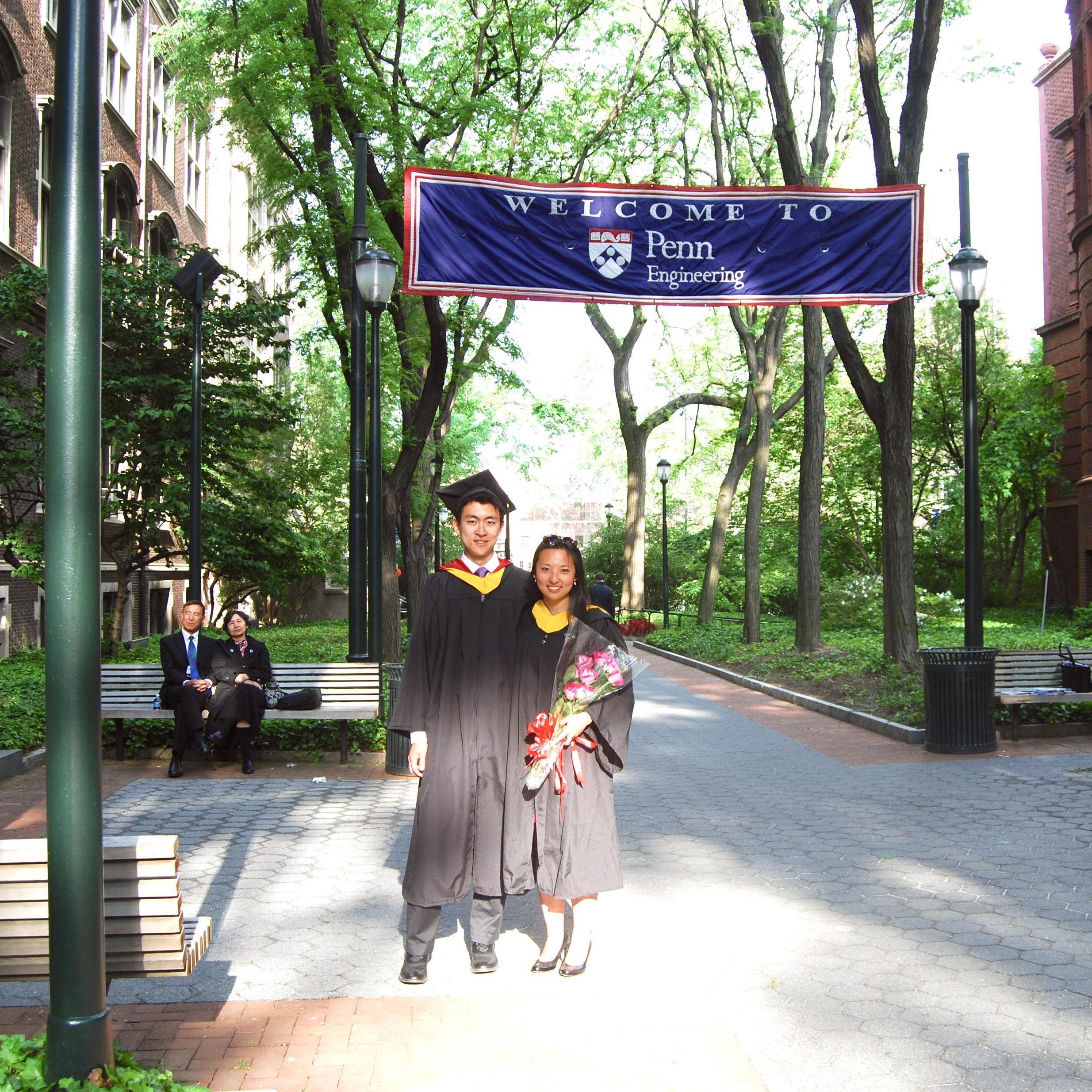 Spring 2014 -- Franklin graduates from Penn. Biqi graduates from Penn a week prior from Duke but still has a graduation gown