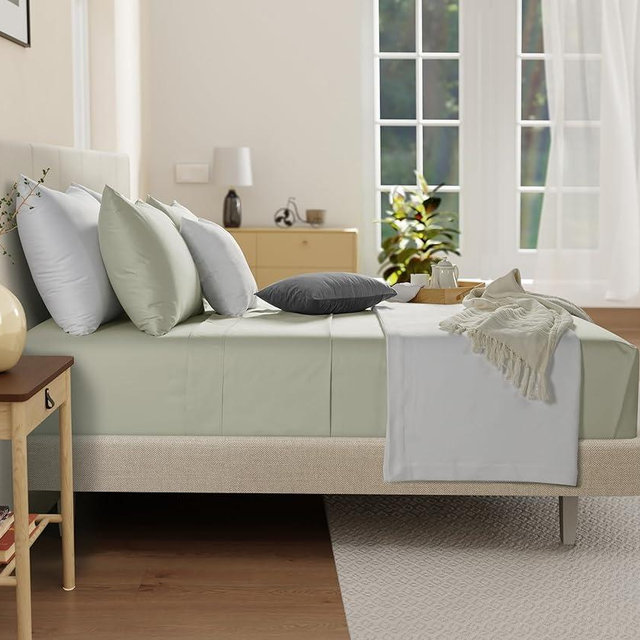 Chateau Home Collection 100% Organic Cotton Full Sheets,4 Pc Full Size Sheets Set,300 Thread Count Luxurious Sateen Weave,Cooling Bed Sheet Full Size,Soft&Breathable,Deep Pocket Full Size sheet,sage