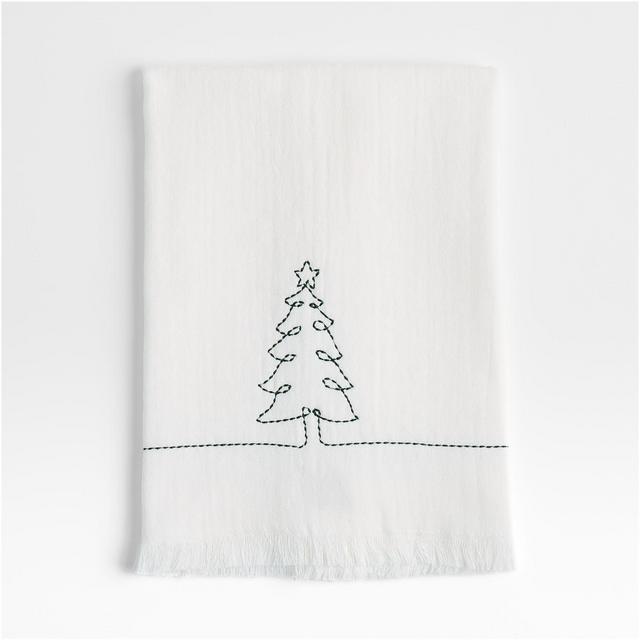 Holiday Tree Embroidery Guest Towel